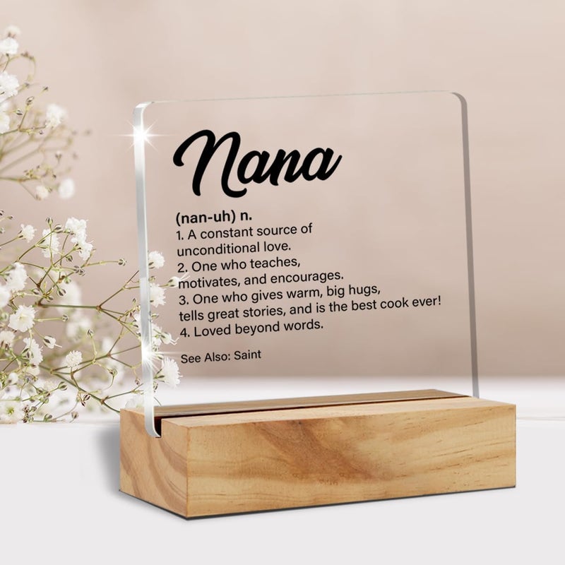 VAHATAN Nana Gifts From Granddaughter Grandson Grandchildren, Gifts for Grandma Birthday Christmas Mother's Day, Nana Definition Clear Desk Sign with Saying Grandmother Acrylic Sign Presents - Image 5